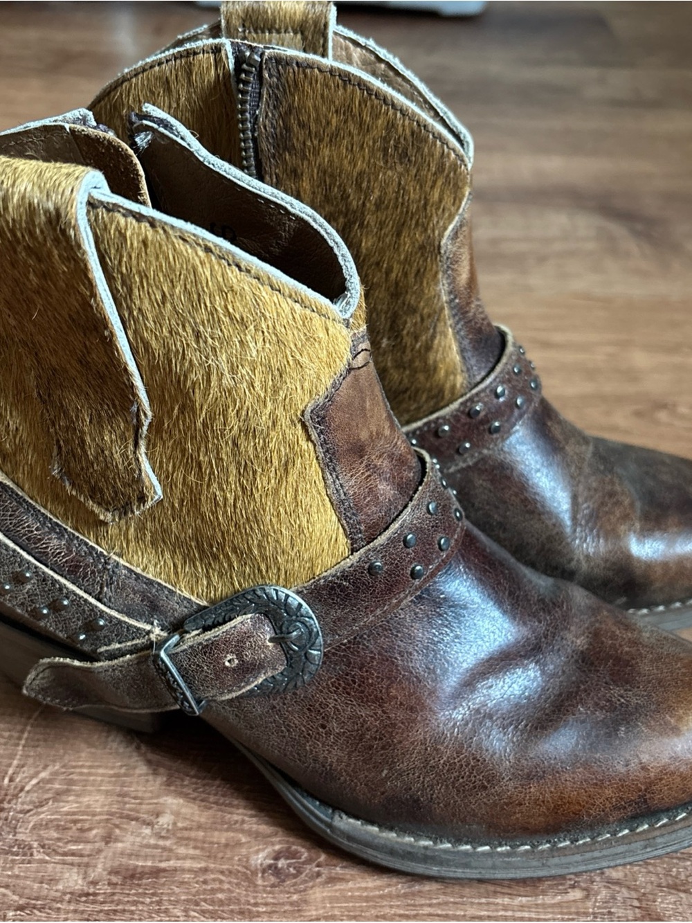 Cowboy boots cowhide ladies 8M Sterling River tan brown natural amazing Mexico